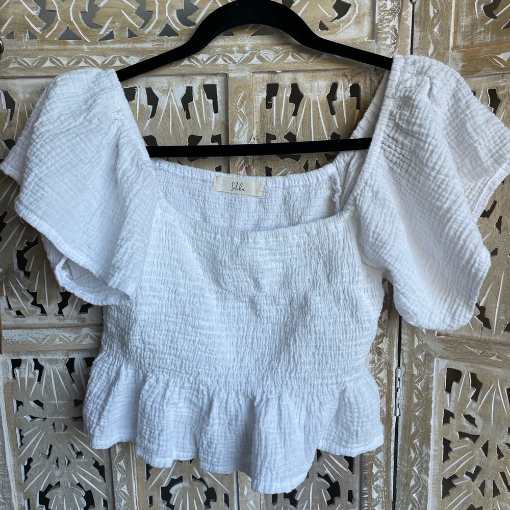 Sotela Flutter Sleeve Peplum Top